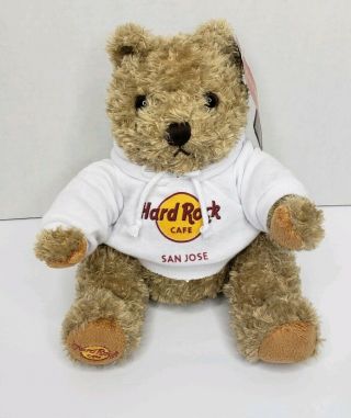 9 " 2014 Hard Rock Cafe San Jose Teddy Bear Plush White Hoodie Soft With Tags
