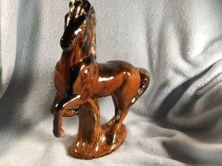 Antique Usa Pottery Large Rearing Horse Marked Calif Usa W40