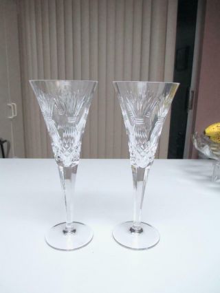2 Waterford Crystal Millennium Prosperity Champagne Toasting Flutes Glasses