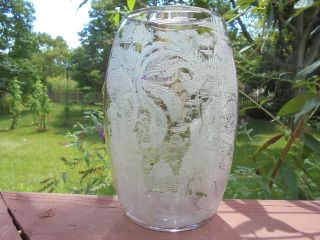 Vintage Paden City Clear Glass Lela Bird Elliptical Vase 8 1/4 "