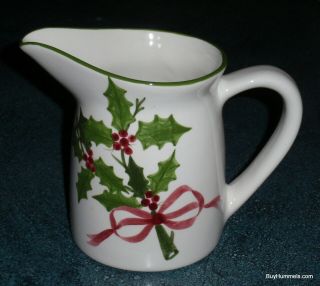 La Pottery Laurie Gates Christmas Holly Holiday Pitcher - Very Rare Find