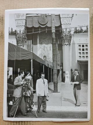 Robert Stack And Camera Crew At Chinese Theatre Candid News Photo 1948