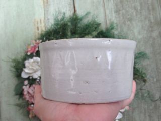 Ruckels White Hall Ill SAWTOOTH Stoneware White Butter Crock 1lb size 6