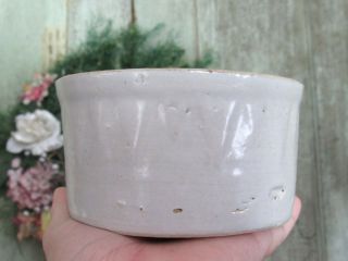 Ruckels White Hall Ill SAWTOOTH Stoneware White Butter Crock 1lb size 7