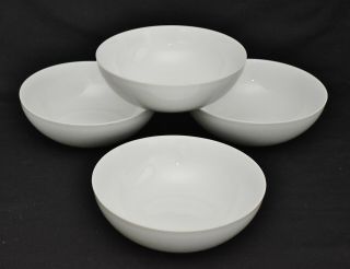 Crate & Barrel Set Of 4 All White Porcelain 8 - 1/4 " Serving / Plasta Bowls