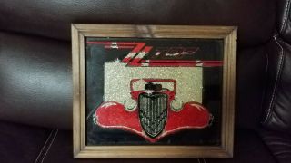 Vintage Zz Top Carnival Glass In Wood Frame 9x11
