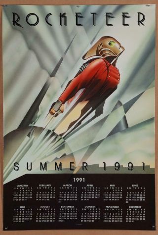 Rocketeer 1990 Rolled 18.  25x27 Calendar Jennifer Connelly Bill Campbell