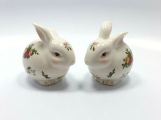 Royal Albert England Old Country Roses Rabbit Salt And Pepper Shakers