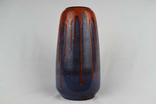 Scheurich West German Blue And Red Fat Lava Vase 10.  5 " 27cm,  203 - 26