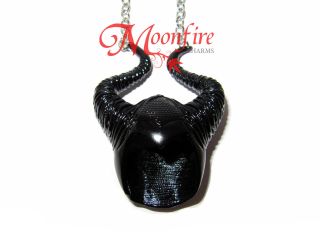 Maleficent Black Fairy Horns Headpiece Pendant Necklace Dark Fairy Powers Gothic