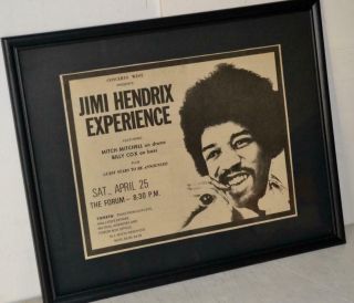 Jimi Hendrix Experience 1970 The Forum Los Angeles Promo Framed Poster / Ad