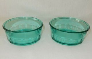 Set Of 2 Teal 5 1/2 " Arcoroc Glass Soup Cereal Salad Bowls Aqua Blue - Green