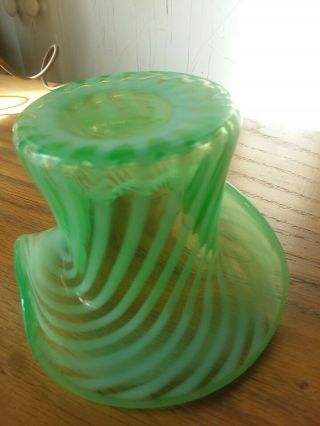 Fenton Glass 1930s Prelogo Green Swirl Hat Vase 2