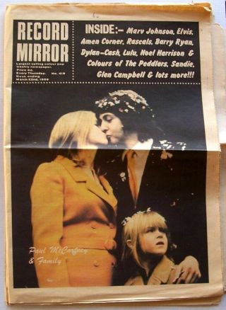 Record Mirror 1969 Paul Linda Mccartney Wings Beatles Marc Bolan Trex