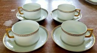 Vintage Set Of 4 Heinrich Co.  " Claridge " Teacups And Saucers H & C Selb Bavaria