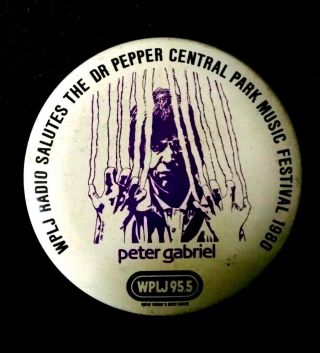 Peter Gabriel 1980 Wplj Dr Pepper Festival Badge Button Pin / Genesis