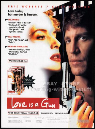 Love Is A Gun_original 1994 Trade Print Ad Promo_kelly Preston_eric Roberts