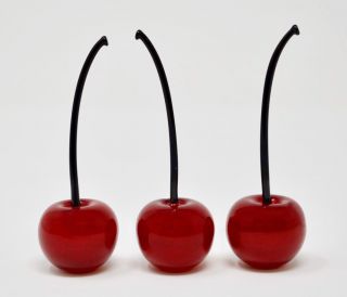 Murano Glass Cherries (set Of 3) - Handmade In Italy