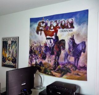 Saxon Crusader Huge 4x4 Banner Fabric Flag Poster Tapestry Cd Album Heavy Metal