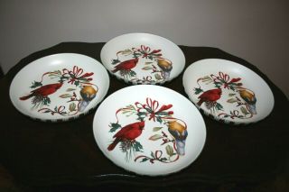 4 Lenox Winter Greetings Everyday Cardinal Pasta Bowls -