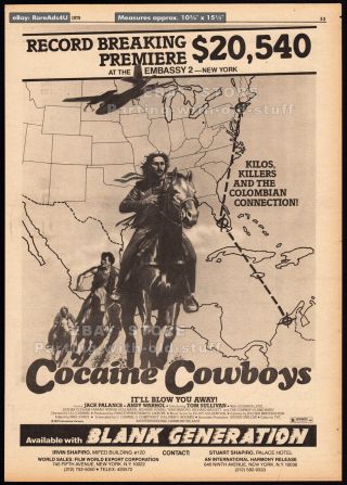 Cocaine Cowboys_original 1979 Trade Print Ad / Poster_andy Warhol_jack Palance