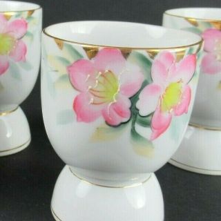 NORITAKE AZALEA HAND PAINTED CHINA EGG CUPS (SET OF 4) RED BACK STAMP 19322 2