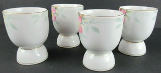 NORITAKE AZALEA HAND PAINTED CHINA EGG CUPS (SET OF 4) RED BACK STAMP 19322 4
