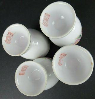 NORITAKE AZALEA HAND PAINTED CHINA EGG CUPS (SET OF 4) RED BACK STAMP 19322 7
