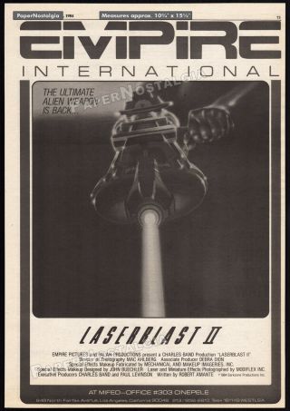 Laserblast Ii_original 1984 Trade Print Ad Promo / Poster_charles Band_empire