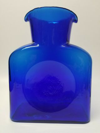 Blenko Cobalt Blue Glass Double Spout Water Pitcher/decanter/bottle/carafe - Bogo