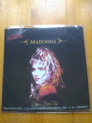 Vtg Madonna Rare Ltd 1985 12 " Vinyl Ep Lp Dress You Up / I Know It W/ Poster Exc