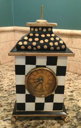 Mackenzie - Childs Courtly Check Desk Clock Perfectly,  Missing Top Knob