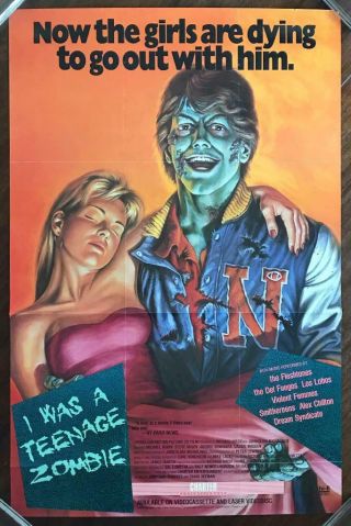 Charter I Was A Teenage Zombie 1987 Horror Gore Cult Comedy Vhs Video Poster Nm,