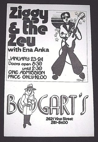 Vintage 1976 Ziggy & The Zeu W/ Ena Anka Band Poster - Bogart 