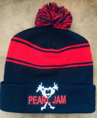 Pearl Jam Black/red Winter Hat With Pom