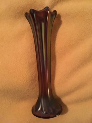Antique Iridescent Carnival Glass Vase.  9” Piece