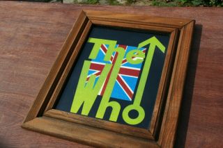 The Who Vintage Mirror Foil Carnival Fair Prize Wood Framed British Union Jack