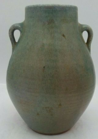 Ben Owen Pottery Two - Handled Vase Urn 2006 Signed Cw Teal & Purple Estate Rare