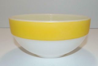 Vintage Fire King Colonial Band Rim 6 " Yellow Stripe Mixing Bowl Htf Milk Glass