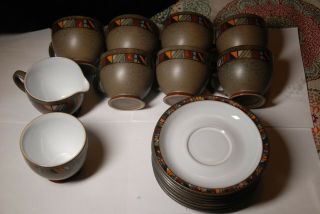Denby Marrakesh Tea Service For 7 With Creamer And Sugar Bowl