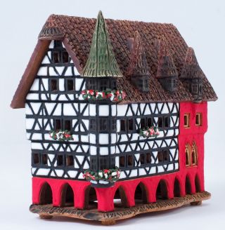 Ceramic Candle Holder " Town Hall In Fulda,  Germany ".  Handmade By © Midene