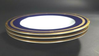 Christian Dior Gaudron Lapis Blue Rimmed Soup Bowl Gold Trim Set Of 3 9.  25 "