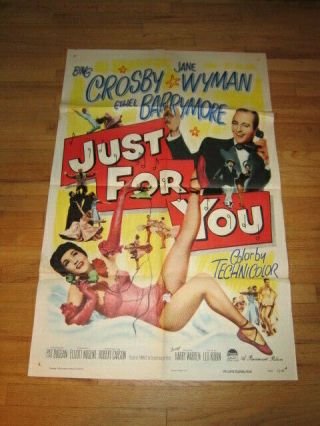 Just For You 1sh 1952 Musical Bing Crosby & Jane Wyman