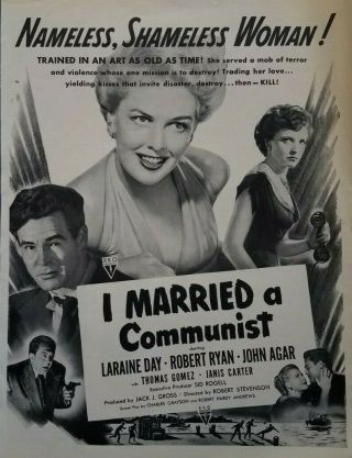 1949 I Married A Communist Movie Release Laraine Day Print Ad