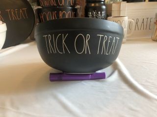 Rae Dunn Trick Or Treat Black Ceramic Bowl Ll Large Letter Halloween