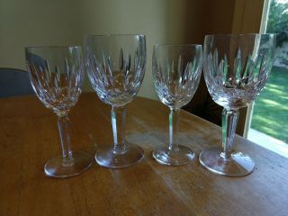Waterford Kildare Pattern Irish Cut Crystal 2 Water & 2 Claret Wine Goblets