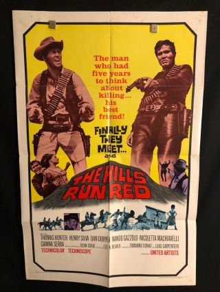 The Hills Run Red 1967 One Sheet Movie Poster Cowboy Western Thomas Hunter