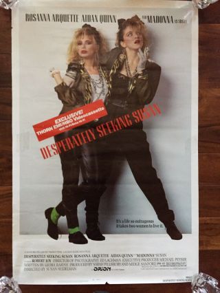 Madonna Desperately Seeking Susan Vhs Ad Poster 27x41 - Rare - Vintage
