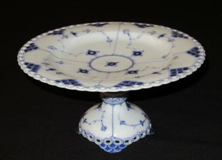 Antique Royal Copenhagen Blue Fluted Full Lace Footed Plate With Fracture