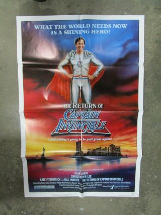 Vintage Movie Poster 1 Sheet The Return Of Captain Invincible Alan Arkin 1983